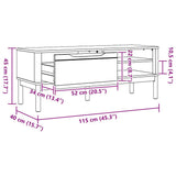 vidaXL Gangbank FLORO Wasbruin 115 x 40 x 45 cm Massief vurenhout