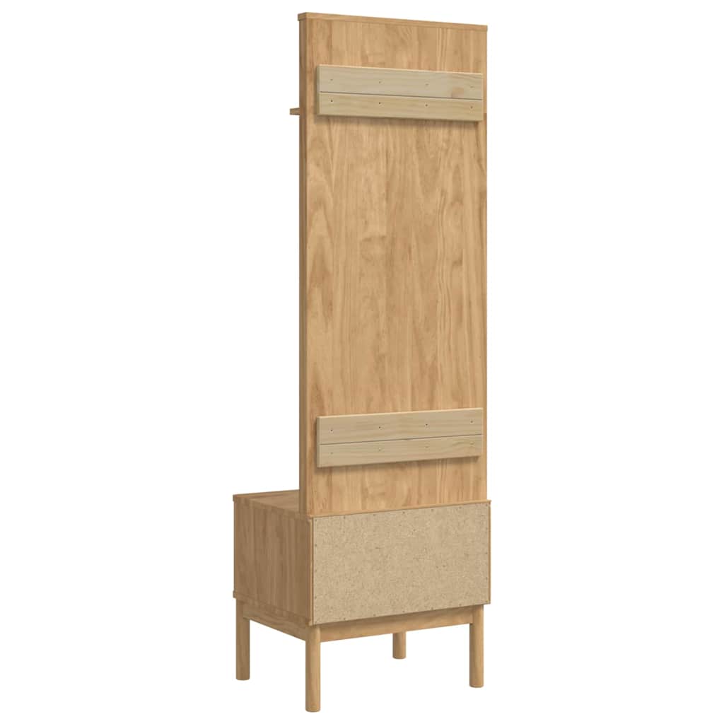 vidaXL hal kast FLORO Wasbruin 50 x 40 x 158 cm Massief vurenhout