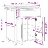 vidaXL Keuken Trolley FLORO Wasbruin 72,5 x 45 x 80 cm