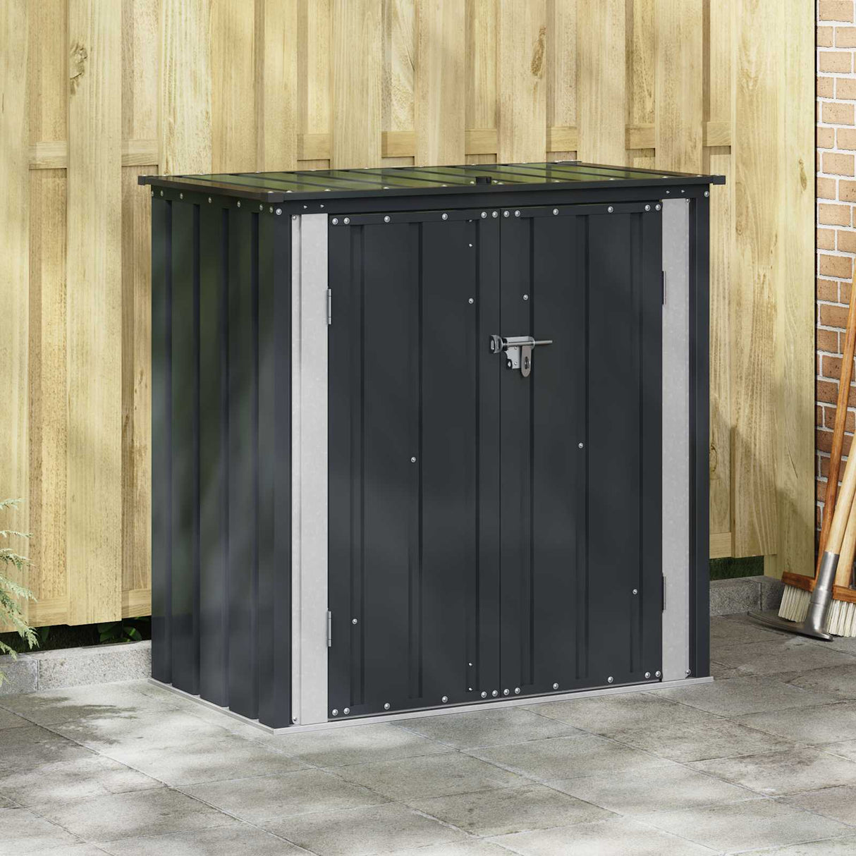 vidaXL Garden Storage Box Black 101.5 x 57 x 100.5 cm Steel