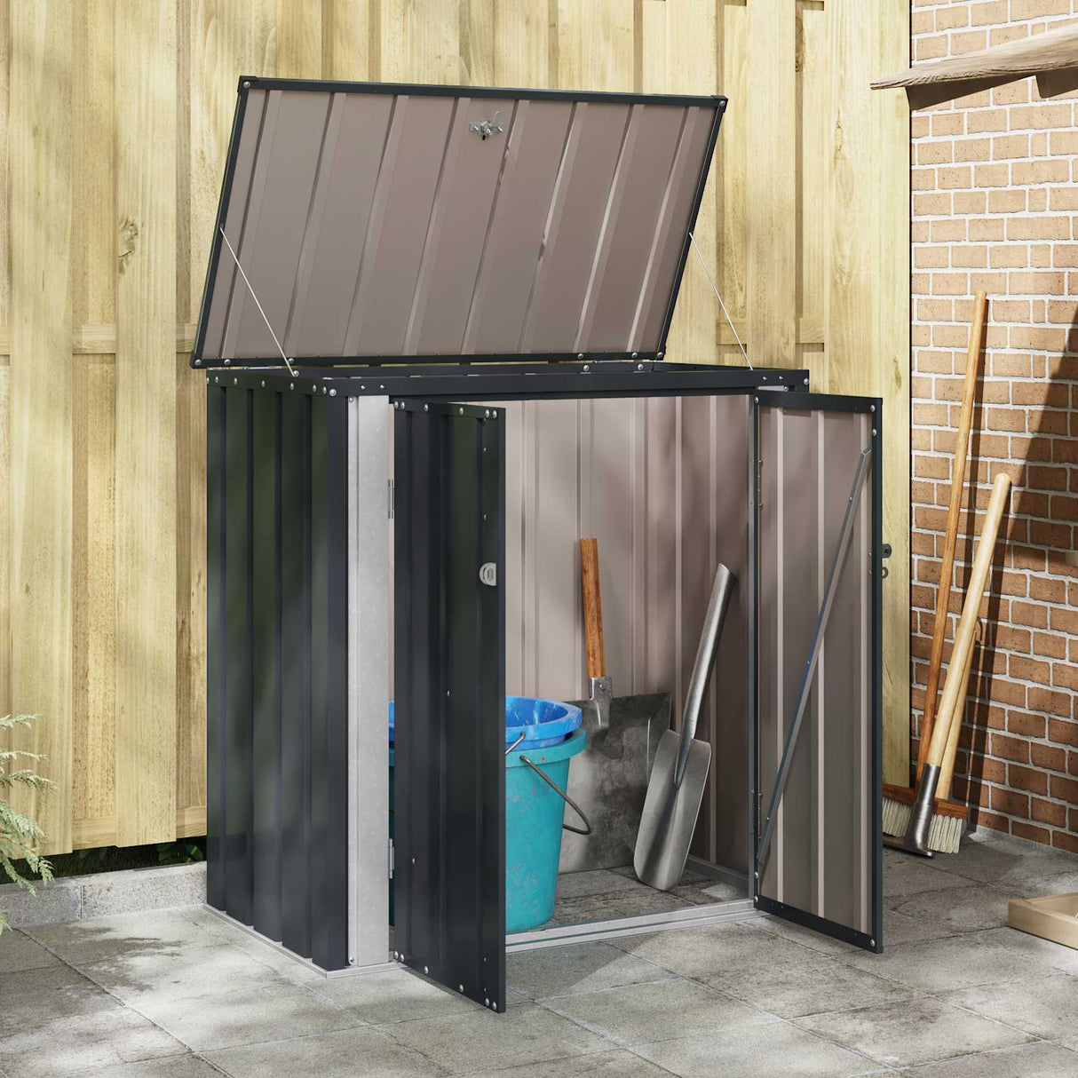 vidaXL Garden Storage Box Black 101.5 x 57 x 100.5 cm Steel