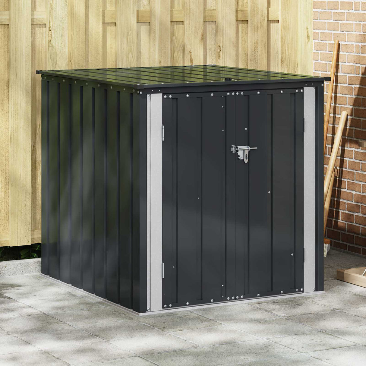 vidaXL Garden Storage Box Black 101.5 x 57 x 100.5 cm Steel