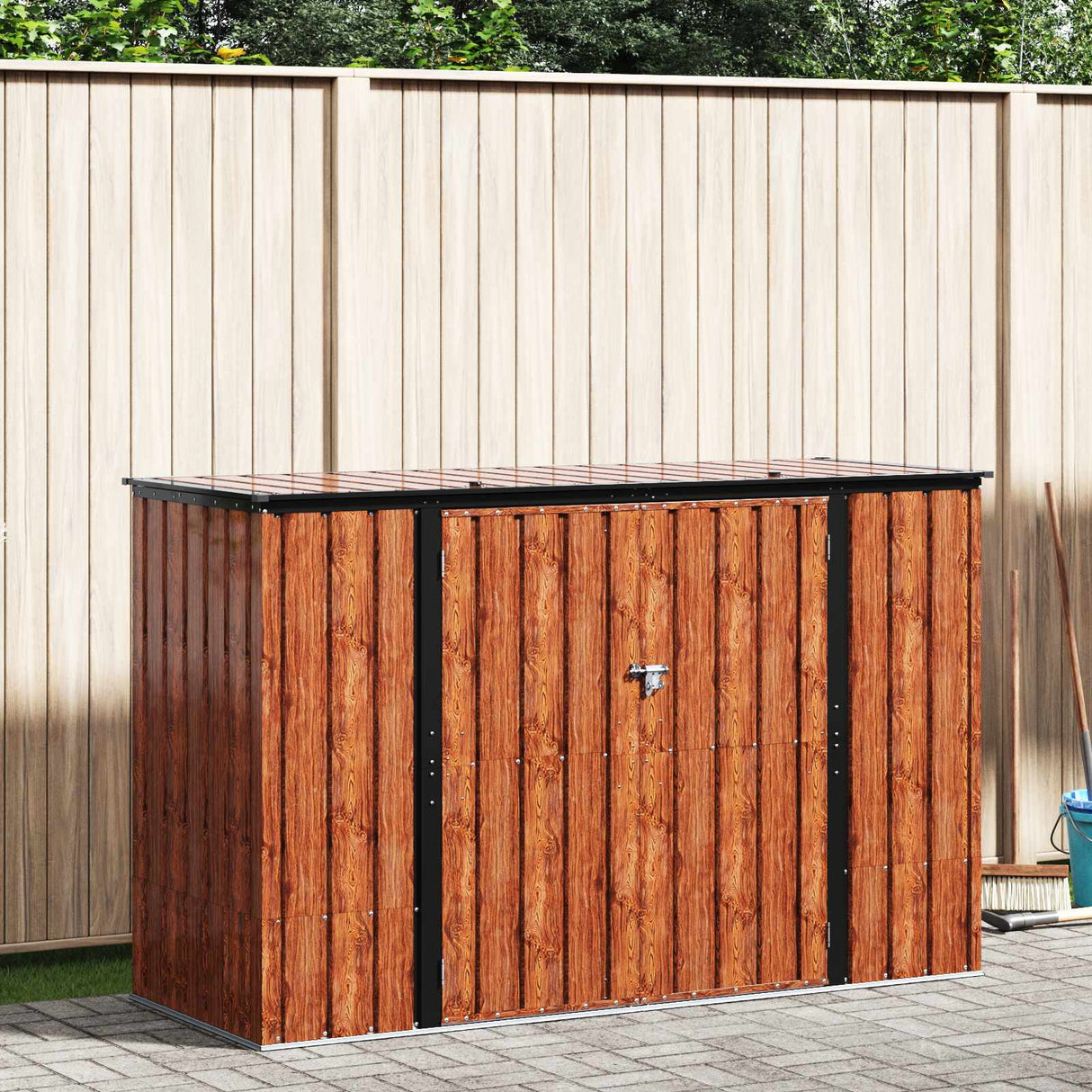 vidaXL Tuinopslagdoos Zwart 151,5 x 82 x 110,5 cm Staal