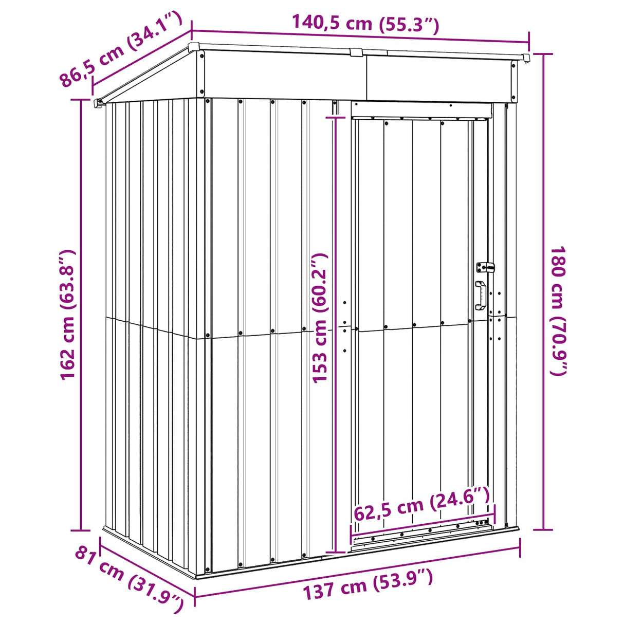 vidaXL Garden Sheds Anthracite 137 x 81 x 180 cm Metal