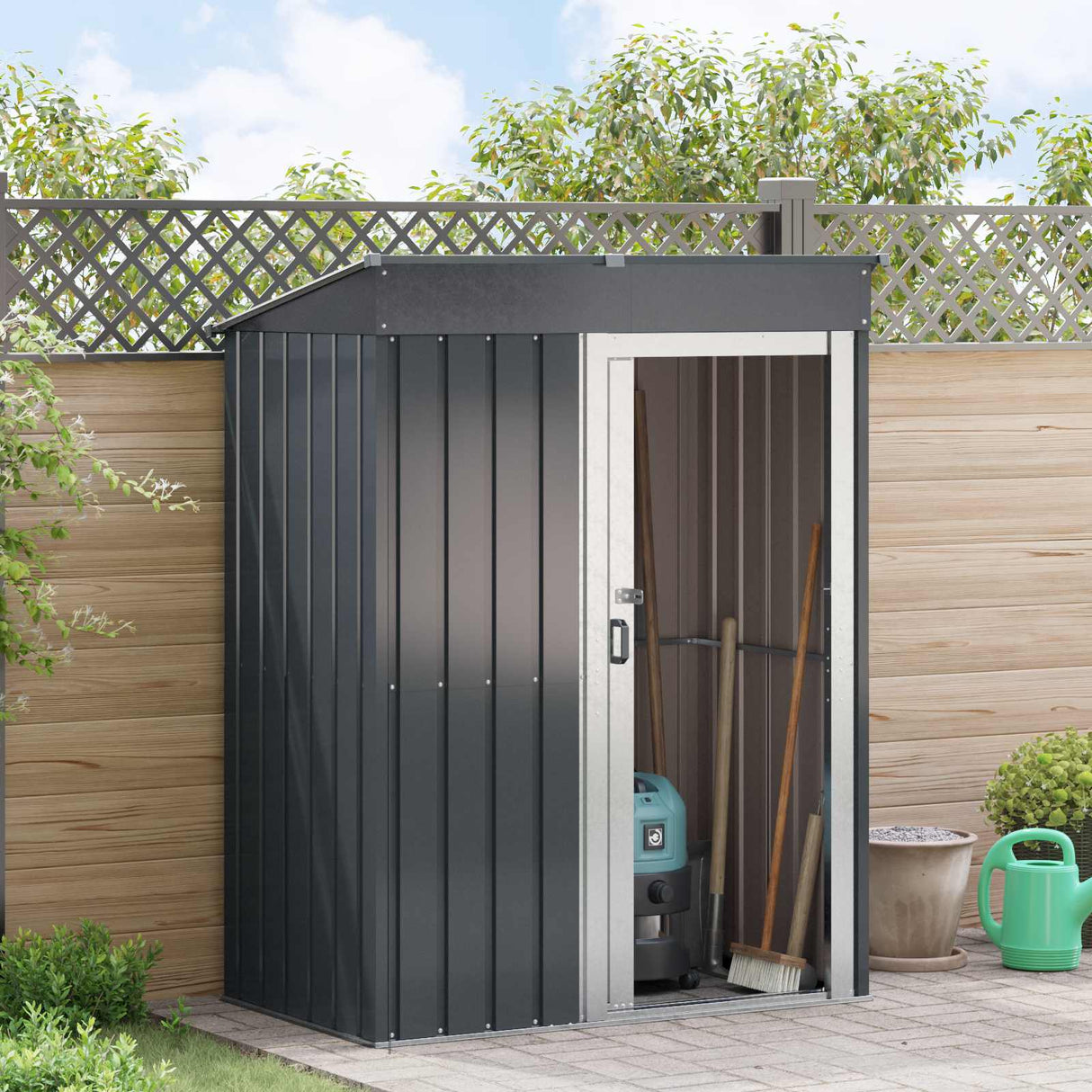 vidaXL Garden Sheds Anthracite 137 x 81 x 180 cm Metal