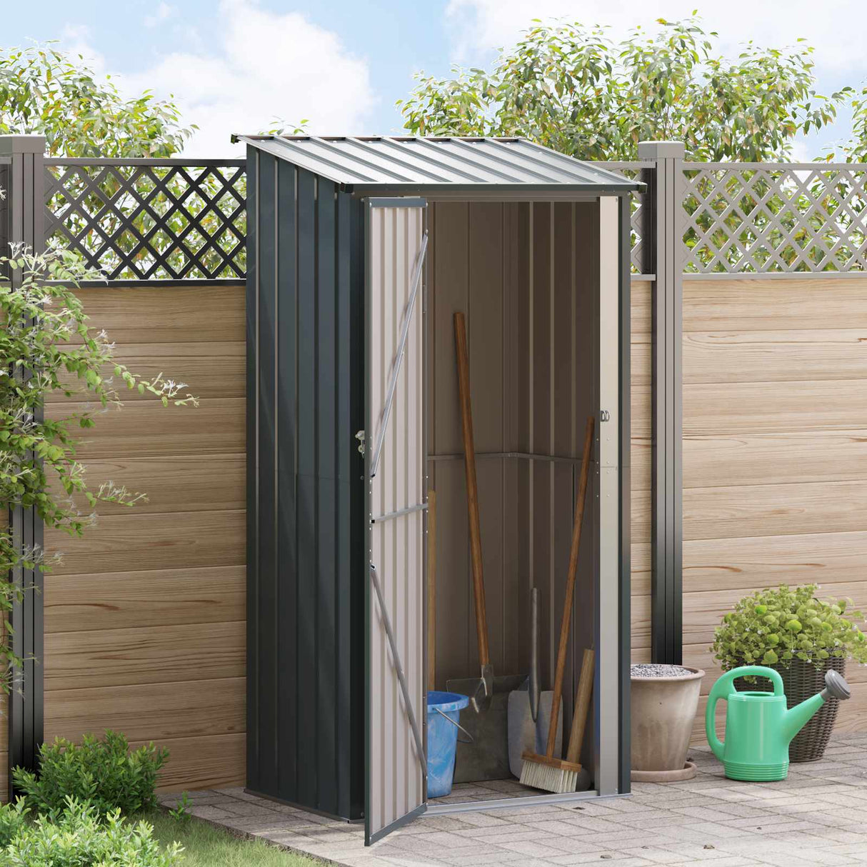 vidaXL Tuinhuisjes Antraciet 103 x 74 x 200 cm Metaal