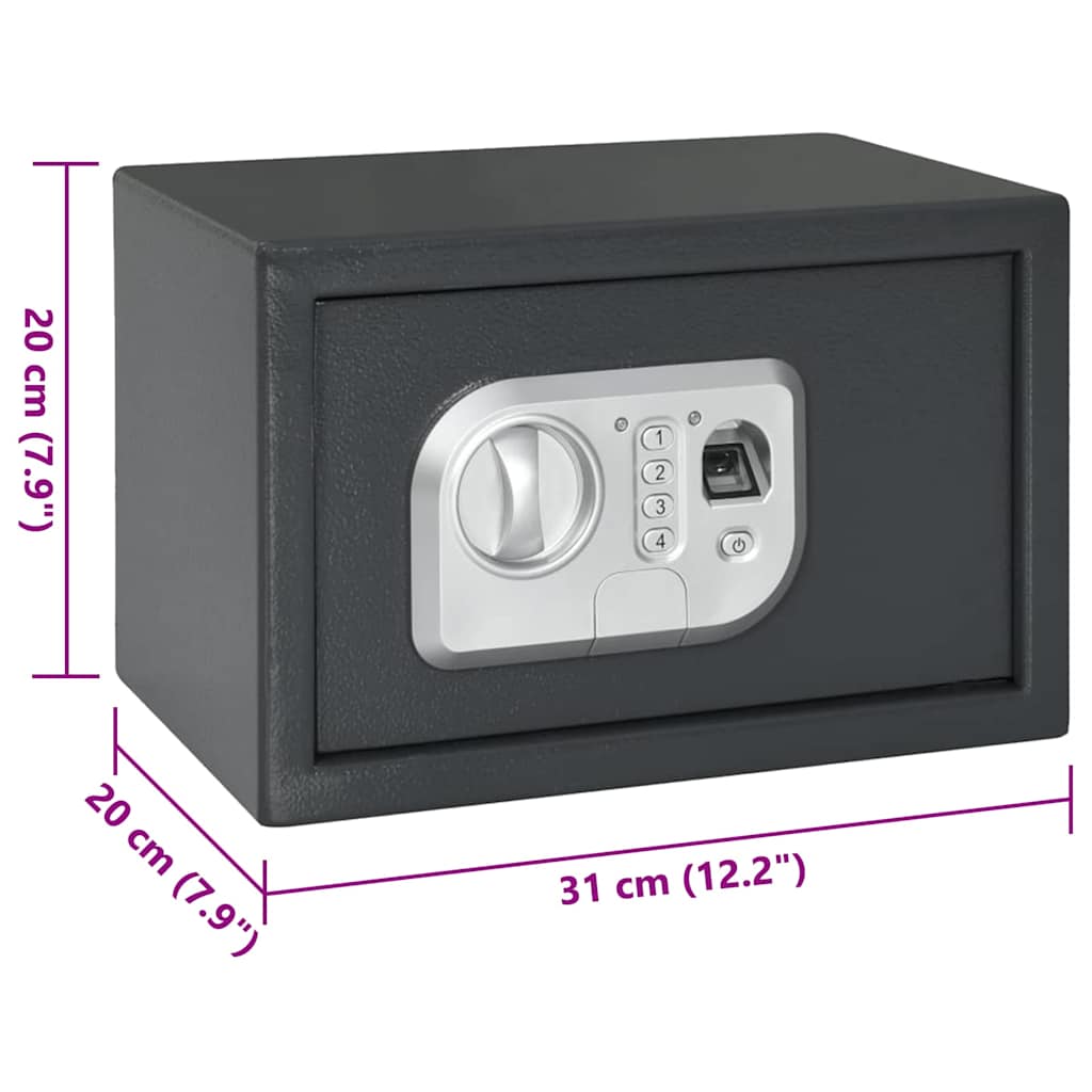 vidaXL Digital Safe with Lock Dark Grey 31 x 20 x 20 cm Steel