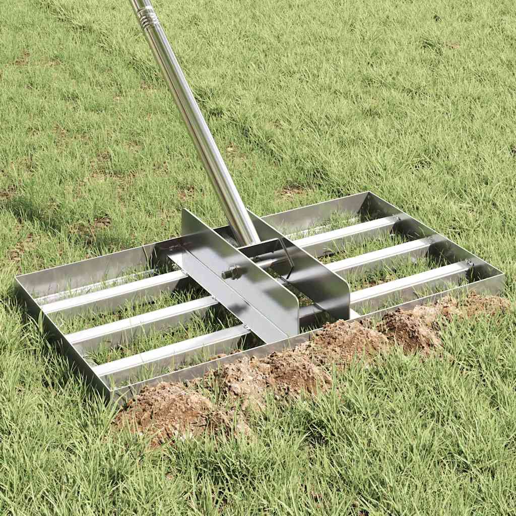 vidaXL Garden Levelling Rake Silver 45 x 25 x 200 cm Stainless Steel