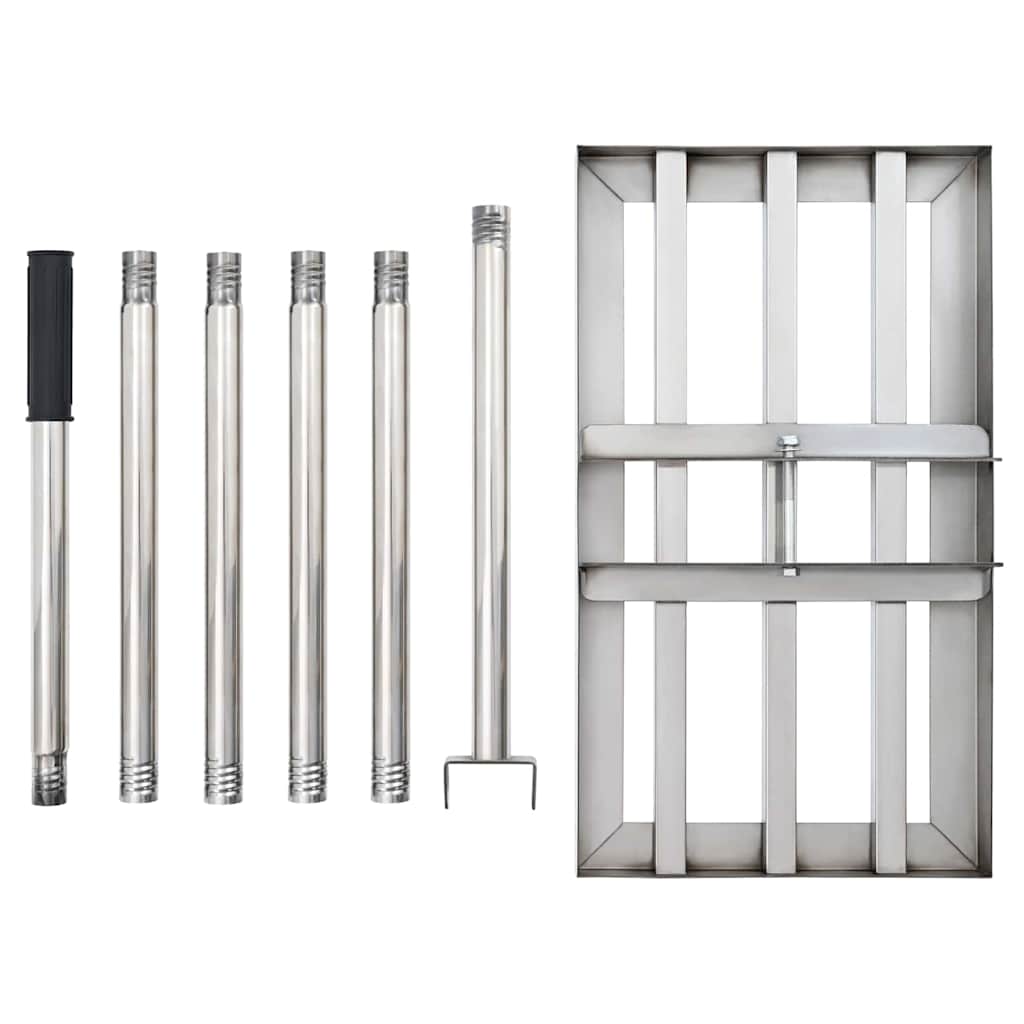 vidaXL Garden Levelling Rake Silver 45 x 25 x 200 cm Stainless Steel