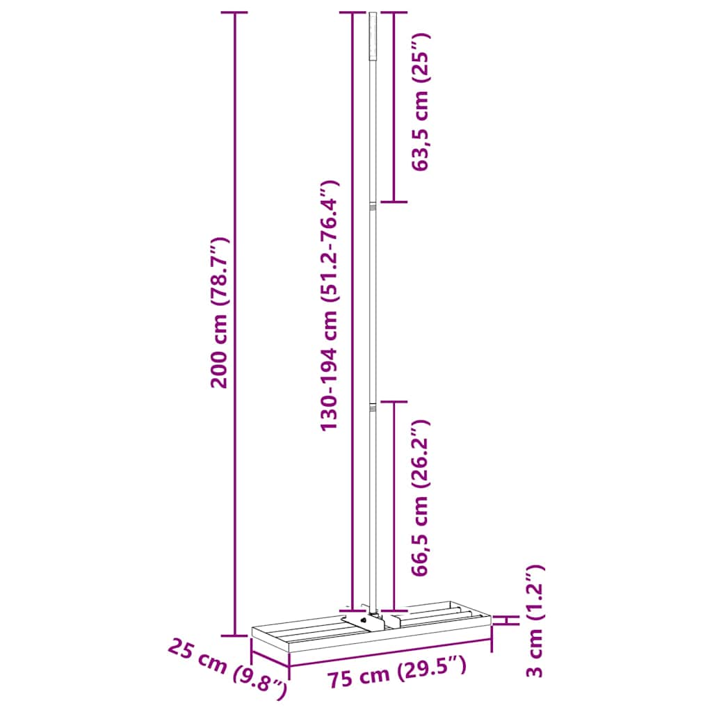vidaXL Tuinhark Zilver 75 x 25 x 200 cm Roestvrij staal