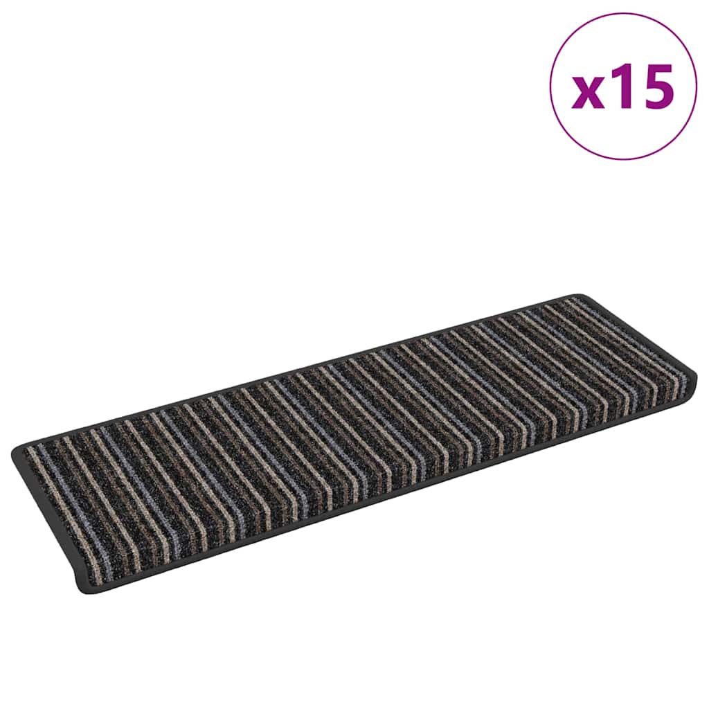 vidaXL Zelfklevende trapmatten 15 pcs Antraciet 65 x 21 x 4 cm