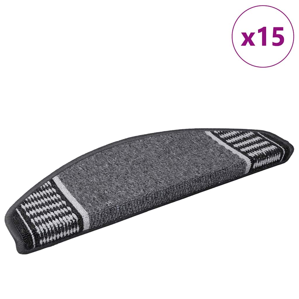 vidaXL Zelfklevende trapmatten 15 pcs Antraciet 65 x 21 x 4 cm