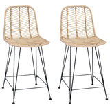 vidaXL Barkruk 2 pcs Naturel 44,5 x 54,5 x 97,5 cm Riet en Ijzer