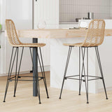 vidaXL Barkruk 2 pcs Naturel 44,5 x 54,5 x 97,5 cm Riet en Ijzer