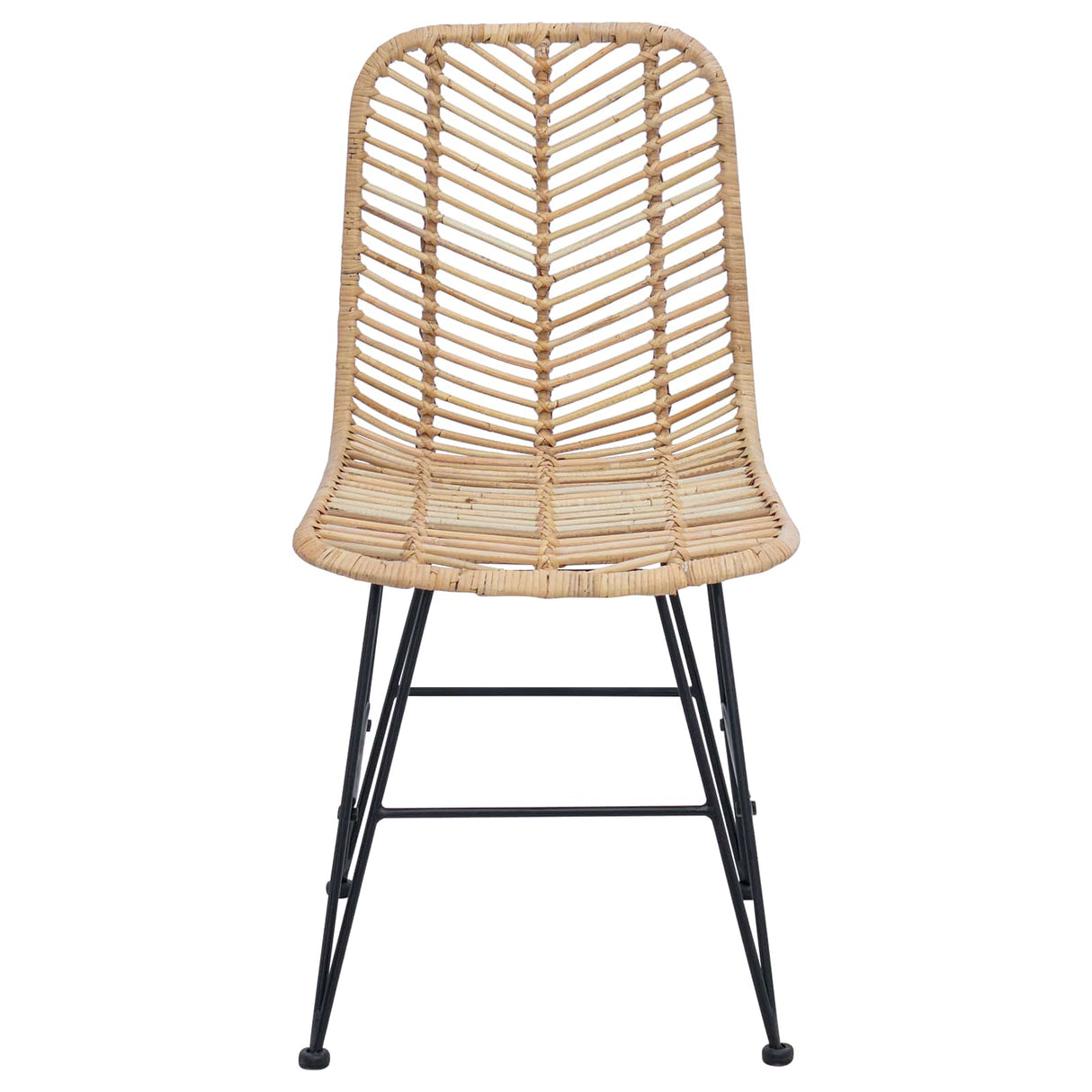 vidaXL Eetkamerstoel 2 pcs Naturel 44 x 47 x 85 cm Riet en Ijzer