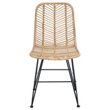 vidaXL Eetkamerstoel 2 pcs Naturel 44 x 47 x 85 cm Riet en Ijzer