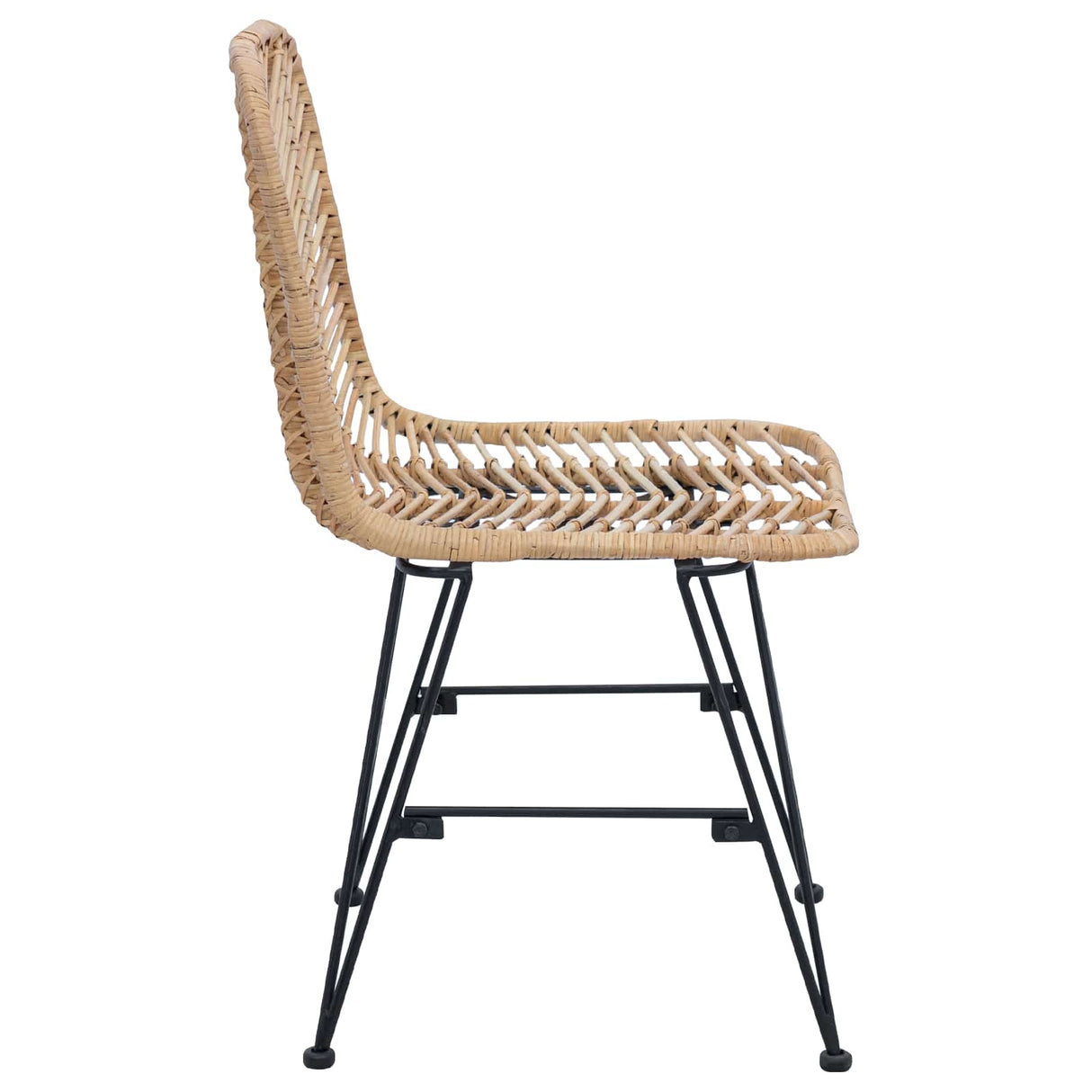 vidaXL Eetkamerstoel 2 pcs Naturel 44 x 47 x 85 cm Riet en Ijzer