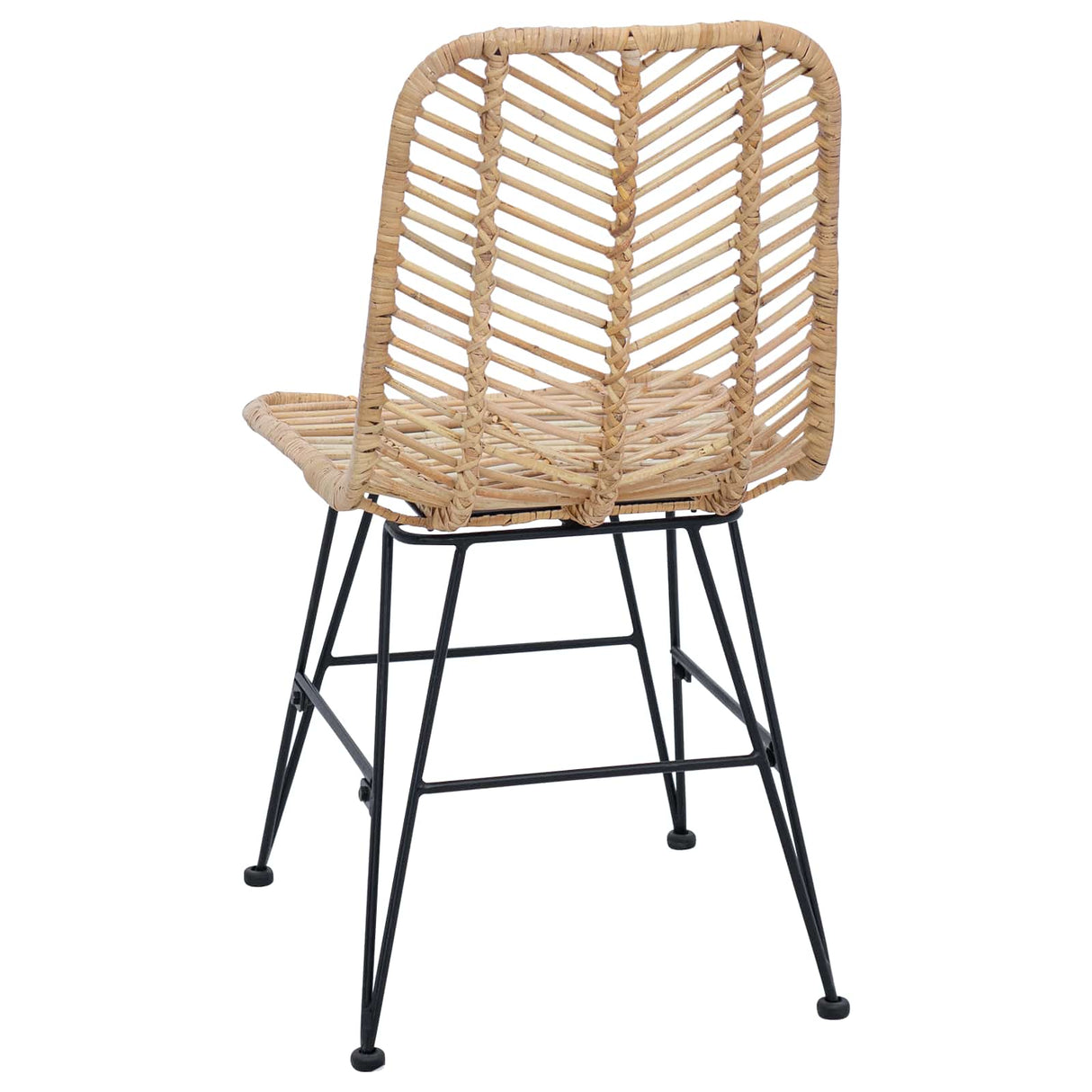 vidaXL Eetkamerstoel 2 pcs Naturel 44 x 47 x 85 cm Riet en Ijzer