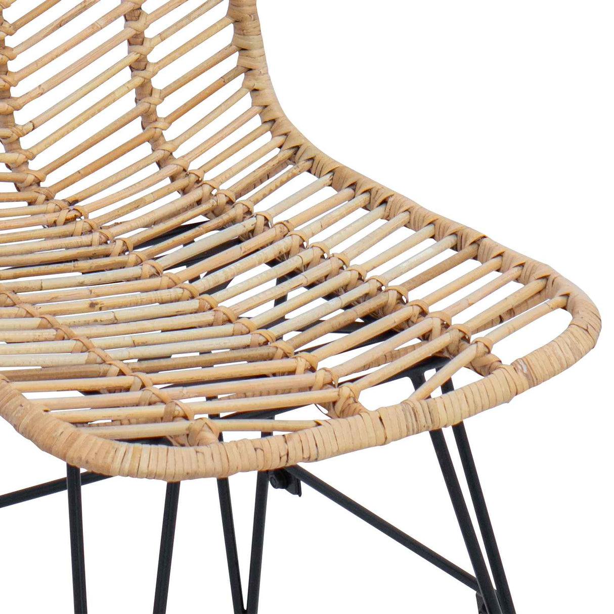 vidaXL Eetkamerstoel 2 pcs Naturel 44 x 47 x 85 cm Riet en Ijzer