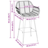 vidaXL Barkruk 2 pcs 55 x 52 x 92 cm Riet en Ijzer
