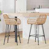 vidaXL Barkruk 2 pcs 55 x 52 x 92 cm Riet en Ijzer