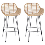 vidaXL Barkruk 2 pcs 55 x 52 x 92 cm Riet en Ijzer