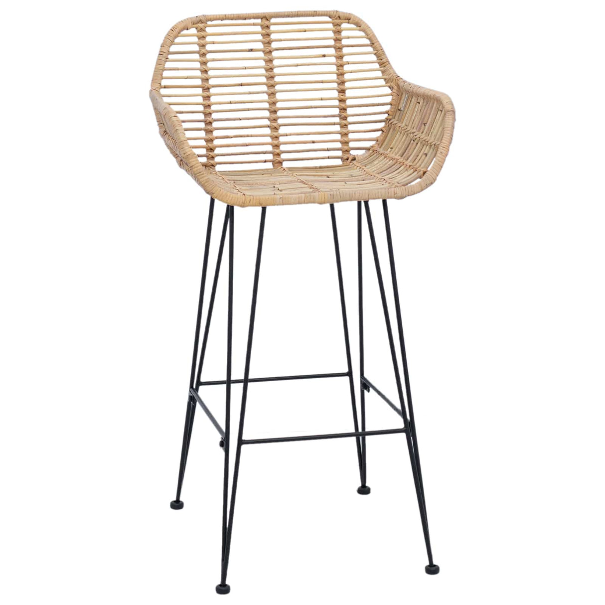 vidaXL Barkruk 2 pcs 55 x 52 x 92 cm Riet en Ijzer