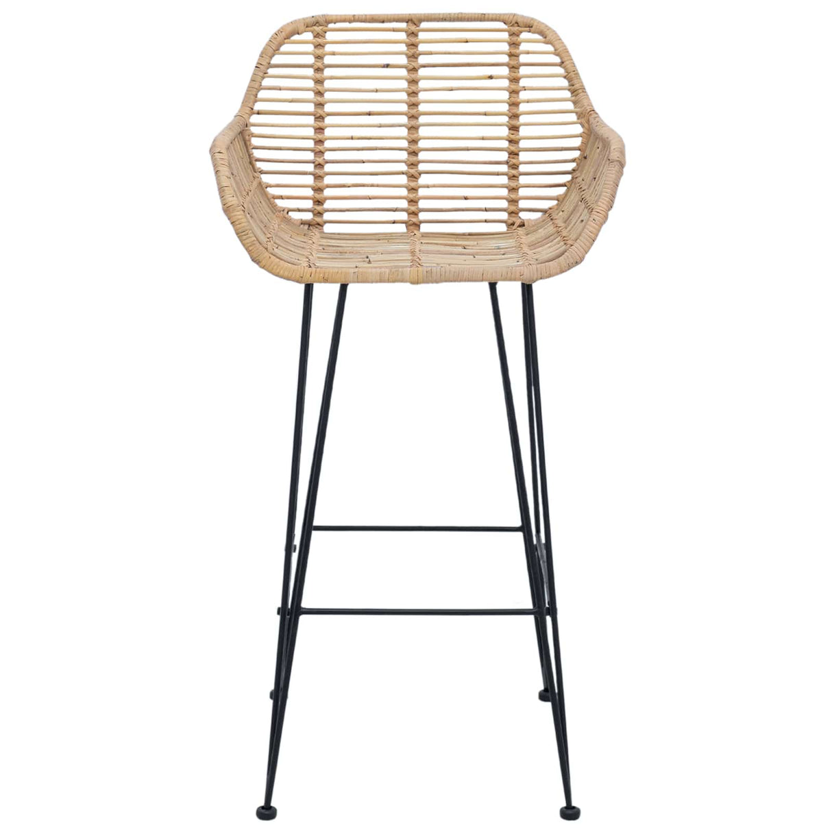 vidaXL Barkruk 2 pcs 55 x 52 x 92 cm Riet en Ijzer