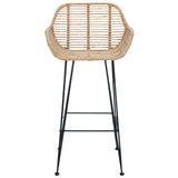 vidaXL Barkruk 2 pcs 55 x 52 x 92 cm Riet en Ijzer