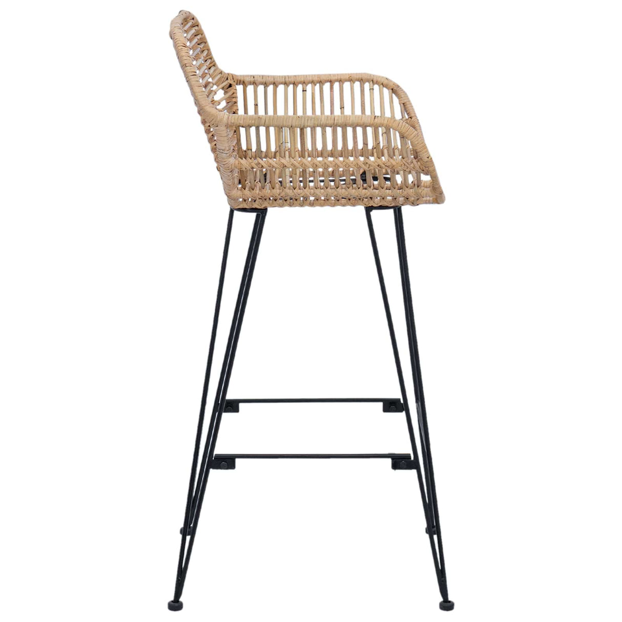 vidaXL Barkruk 2 pcs 55 x 52 x 92 cm Riet en Ijzer