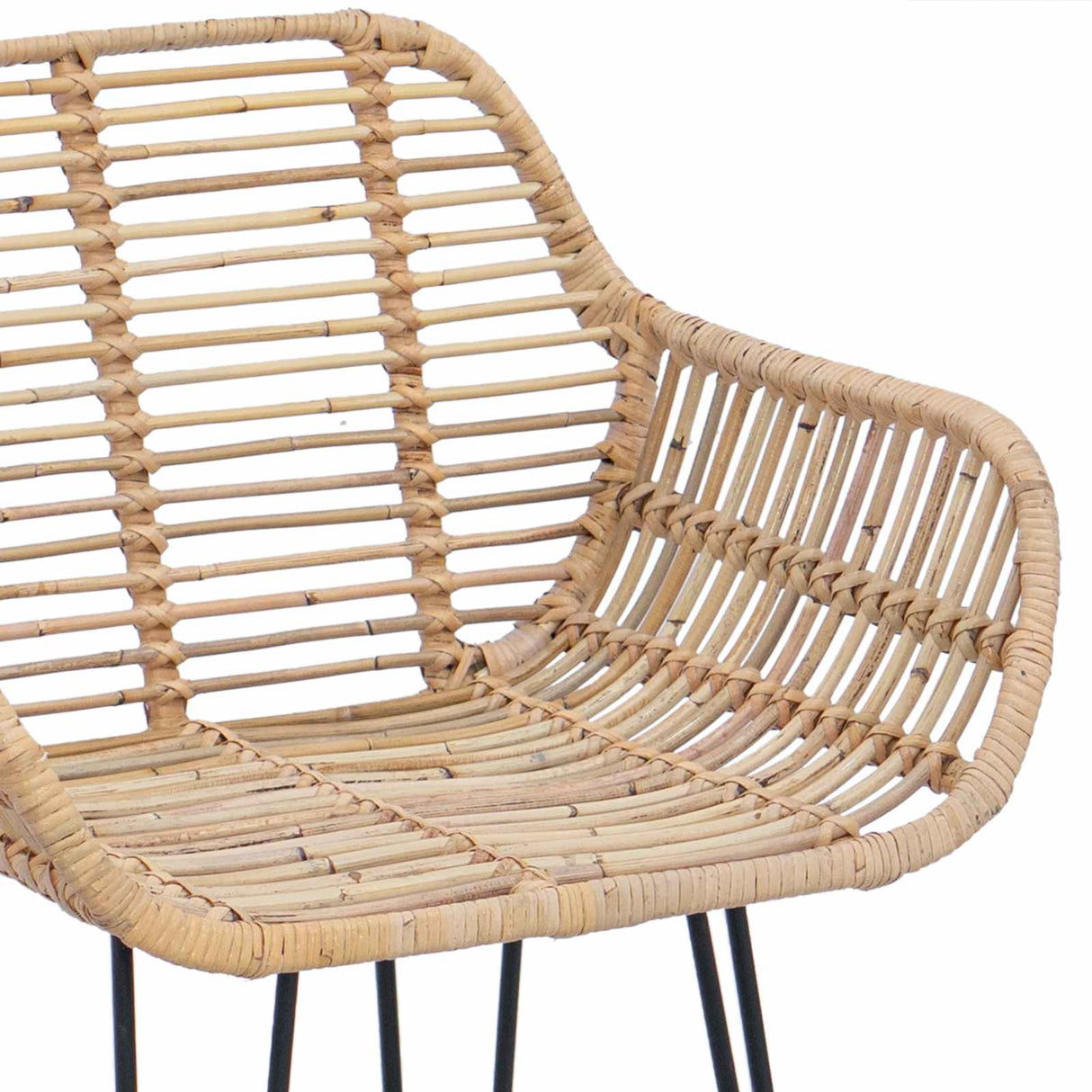 vidaXL Barkruk 2 pcs 55 x 52 x 92 cm Riet en Ijzer
