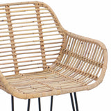 vidaXL Barkruk 2 pcs 55 x 52 x 92 cm Riet en Ijzer