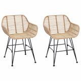 vidaXL Eetkamerstoel 2 pcs Naturel 55 x 50 x 74 cm Riet en Ijzer