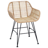 vidaXL Eetkamerstoel 2 pcs Naturel 55 x 50 x 74 cm Riet en Ijzer