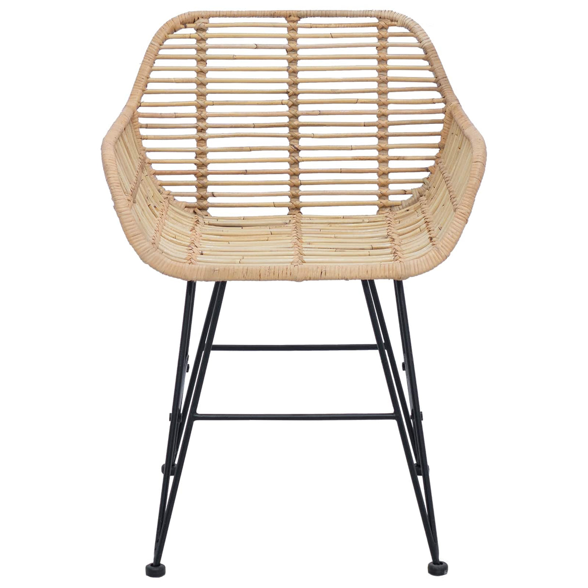 vidaXL Eetkamerstoel 2 pcs Naturel 55 x 50 x 74 cm Riet en Ijzer