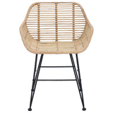 vidaXL Eetkamerstoel 2 pcs Naturel 55 x 50 x 74 cm Riet en Ijzer
