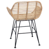 vidaXL Eetkamerstoel 2 pcs Naturel 55 x 50 x 74 cm Riet en Ijzer