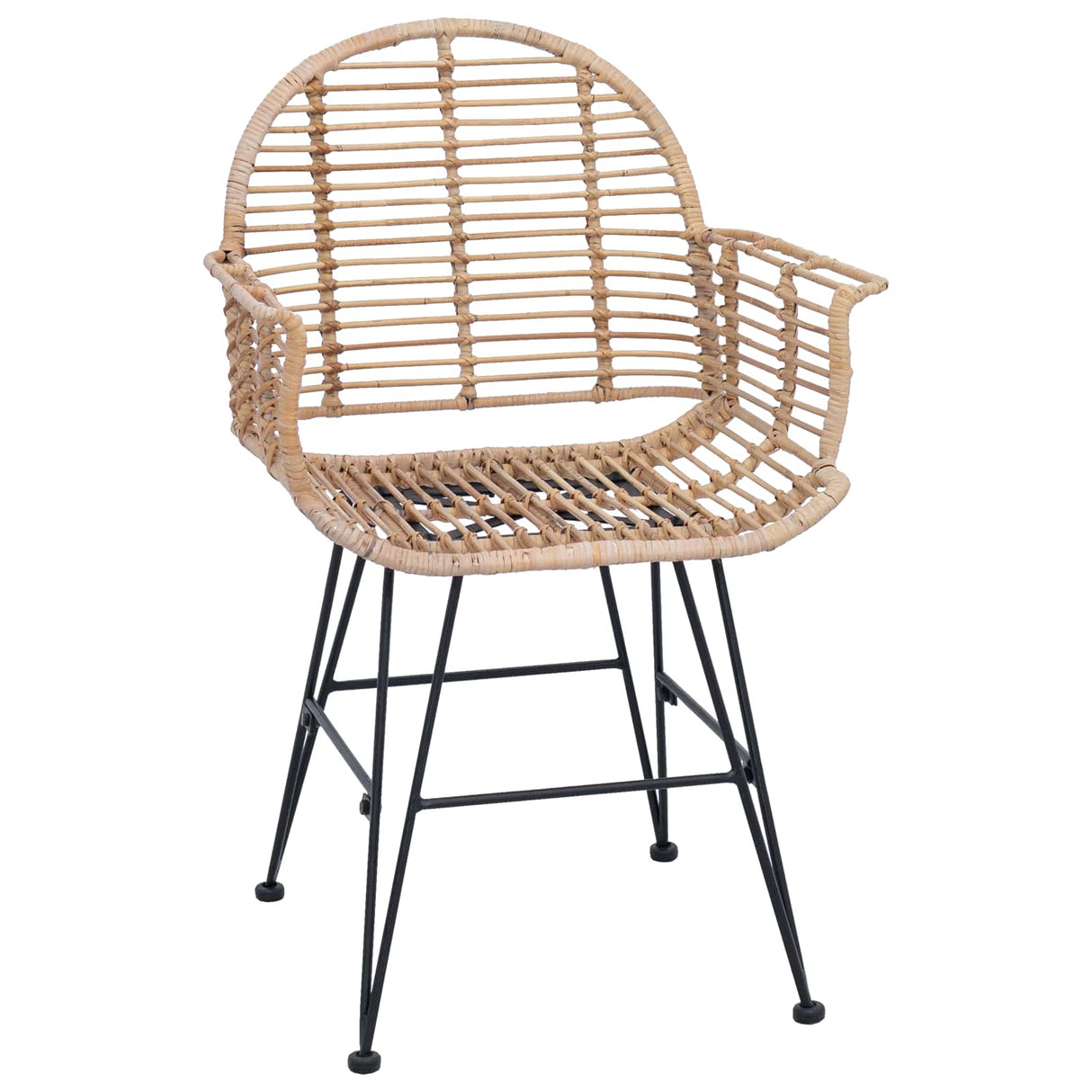 vidaXL Eetkamerstoel 2 pcs Naturel 44 x 44 x 74 cm Riet en Ijzer