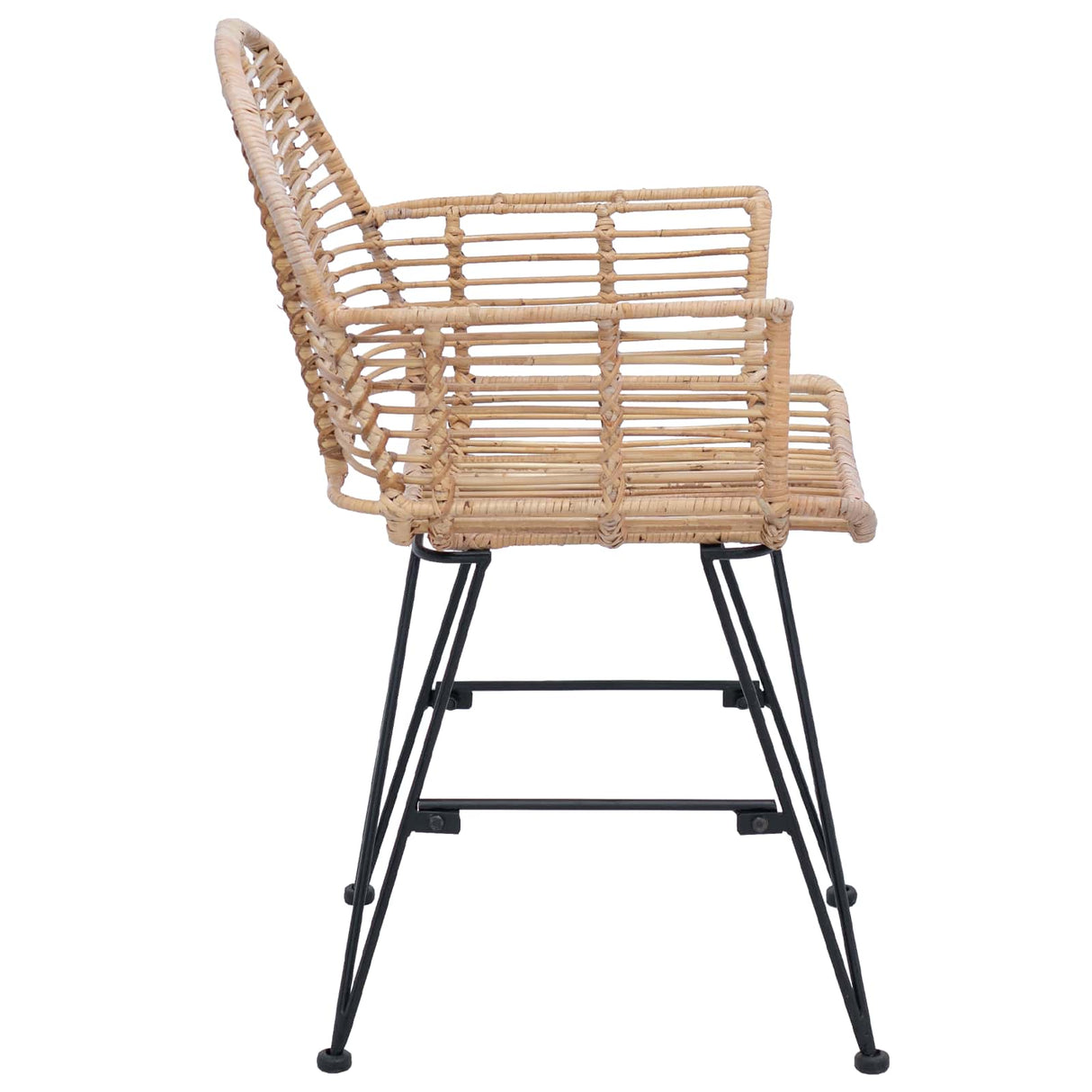 vidaXL Eetkamerstoel 2 pcs Naturel 44 x 44 x 74 cm Riet en Ijzer
