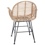 vidaXL Eetkamerstoel 2 pcs Naturel 44 x 44 x 74 cm Riet en Ijzer