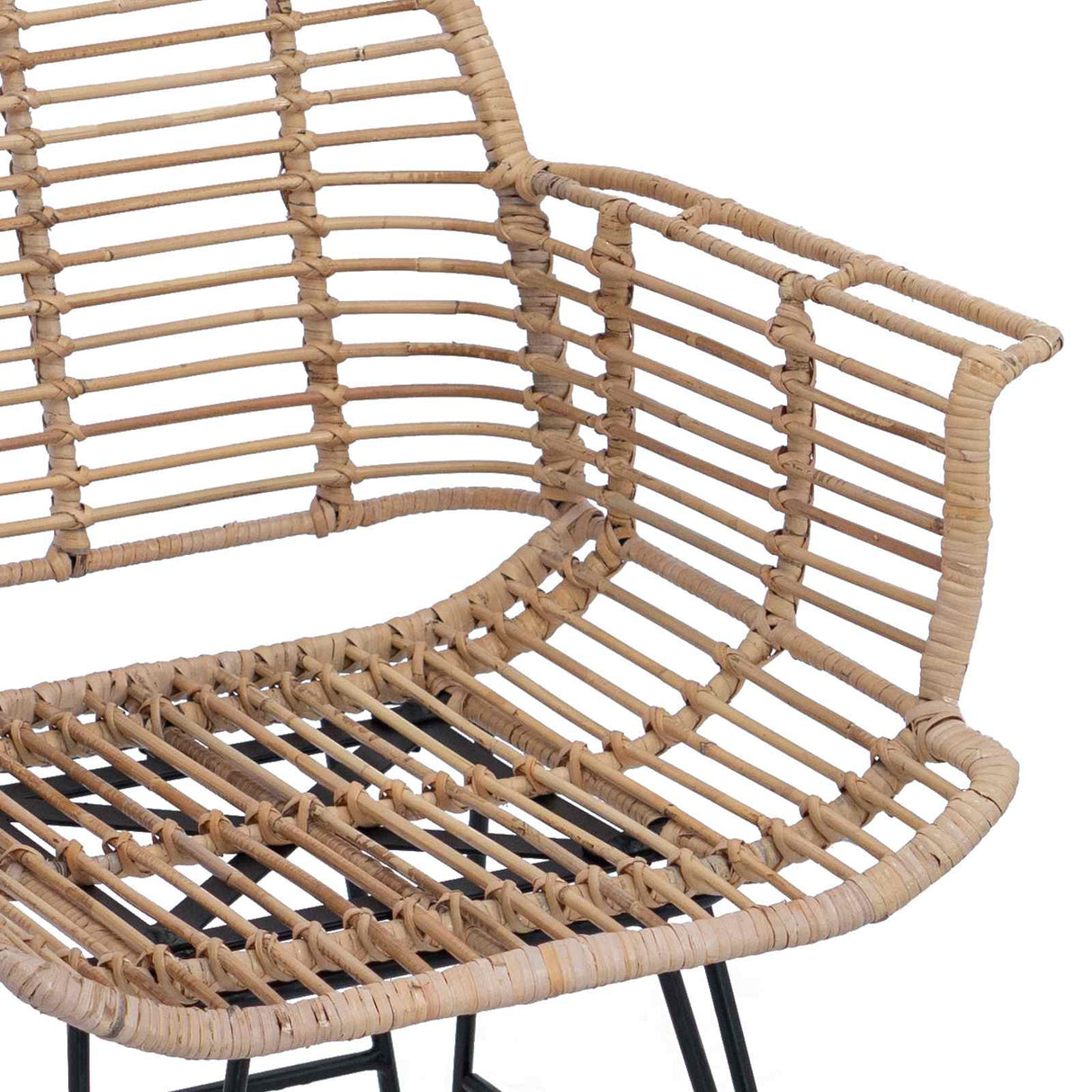 vidaXL Eetkamerstoel 2 pcs Naturel 44 x 44 x 74 cm Riet en Ijzer