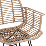 vidaXL Eetkamerstoel 2 pcs Naturel 44 x 44 x 74 cm Riet en Ijzer