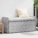 vidaXL Opslagbank met kussen Witte was 110 x 40 x 50 cm Rattan