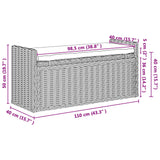 vidaXL Opslagbank met kussen Witte was 110 x 40 x 50 cm Rattan