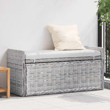 vidaXL Opslagbank met kussen Witte was 110 x 40 x 50 cm Rattan