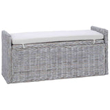 vidaXL Opslagbank met kussen Witte was 110 x 40 x 50 cm Rattan