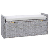 vidaXL Opslagbank met kussen Witte was 110 x 40 x 50 cm Rattan