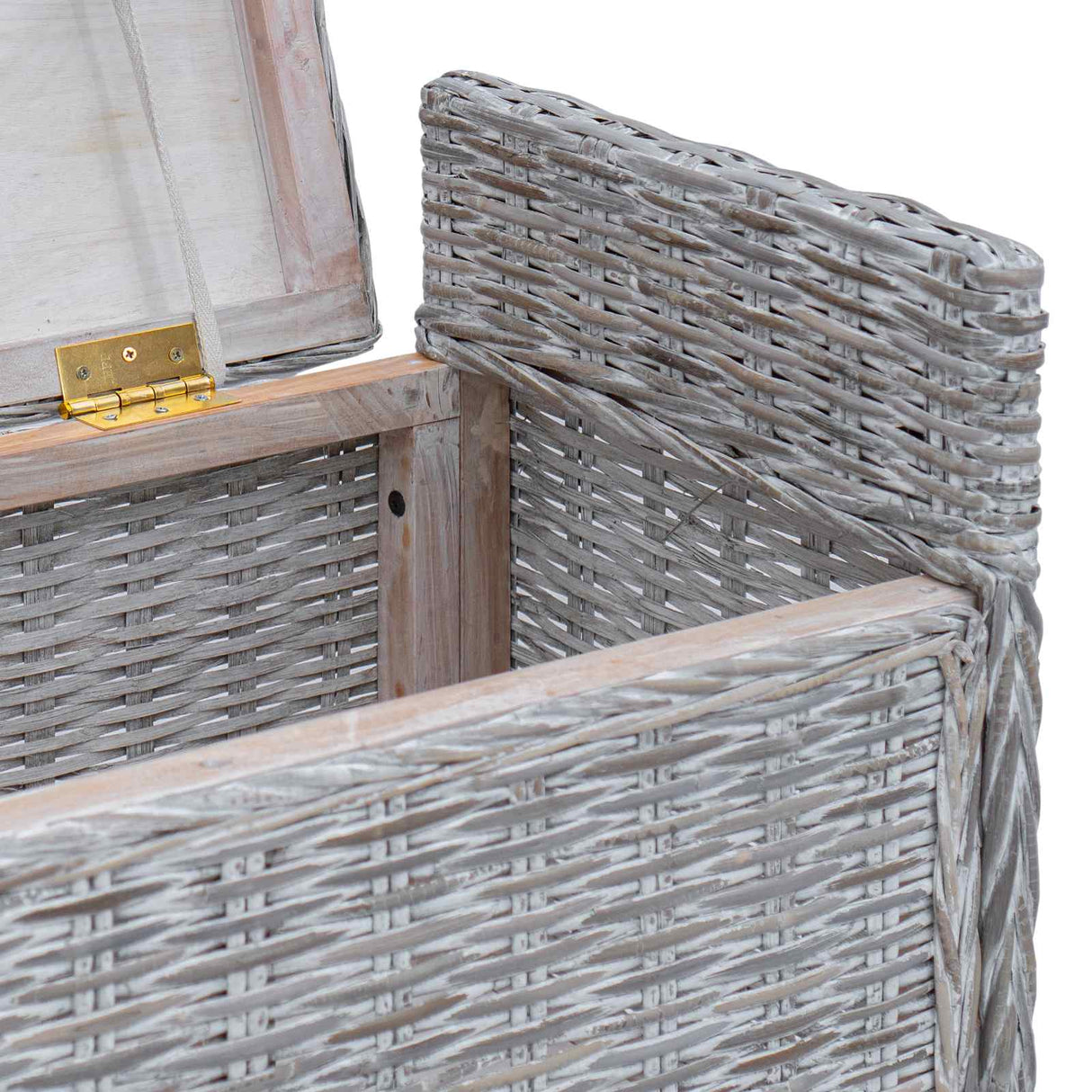vidaXL Opslagbank met kussen Witte was 110 x 40 x 50 cm Rattan