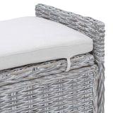vidaXL Opslagbank met kussen Witte was 110 x 40 x 50 cm Rattan