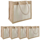 vidaXL Jute Handtassen met Pocket 5 Natuurlijk en Wit 26 x 22 x 14 cm
